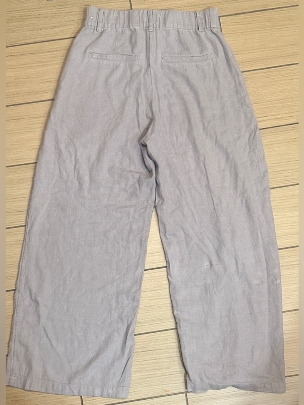 Abercrombie & Fitch linen Light Gray Wide pants - Picture 2 of 4